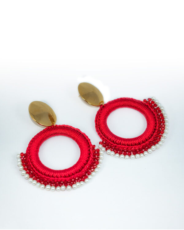 Aretes Mostacilla Rojo Blanco